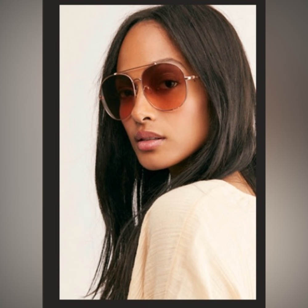 Free People Sundown Oversized Aviator Sunglasses in Dusty Rose